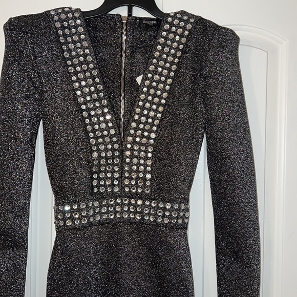 BALMAIN Crystal-embellished metallic stretch-knit mini dress - Picture 10 of 15